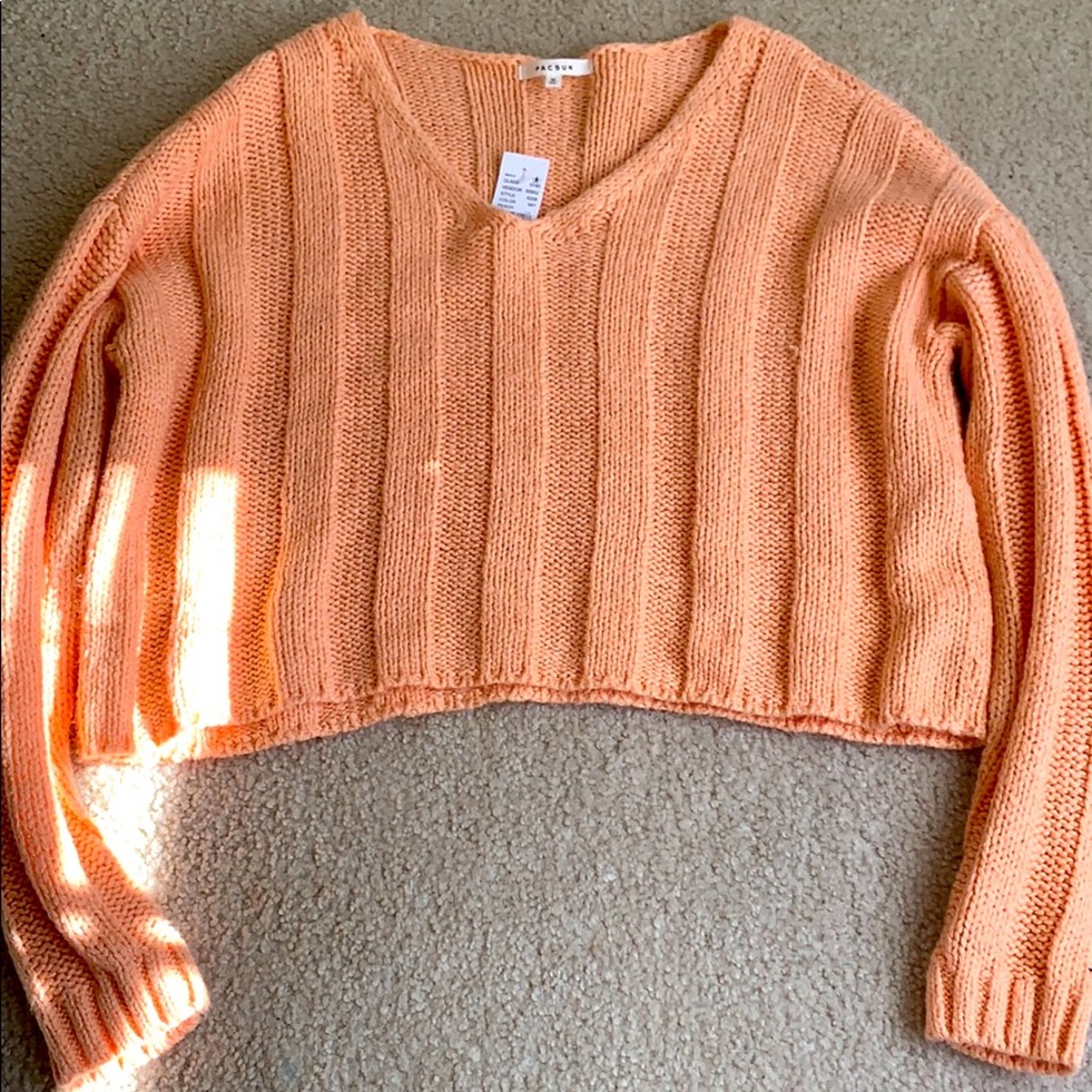 adorable cropped peach sweater Pac Sun
